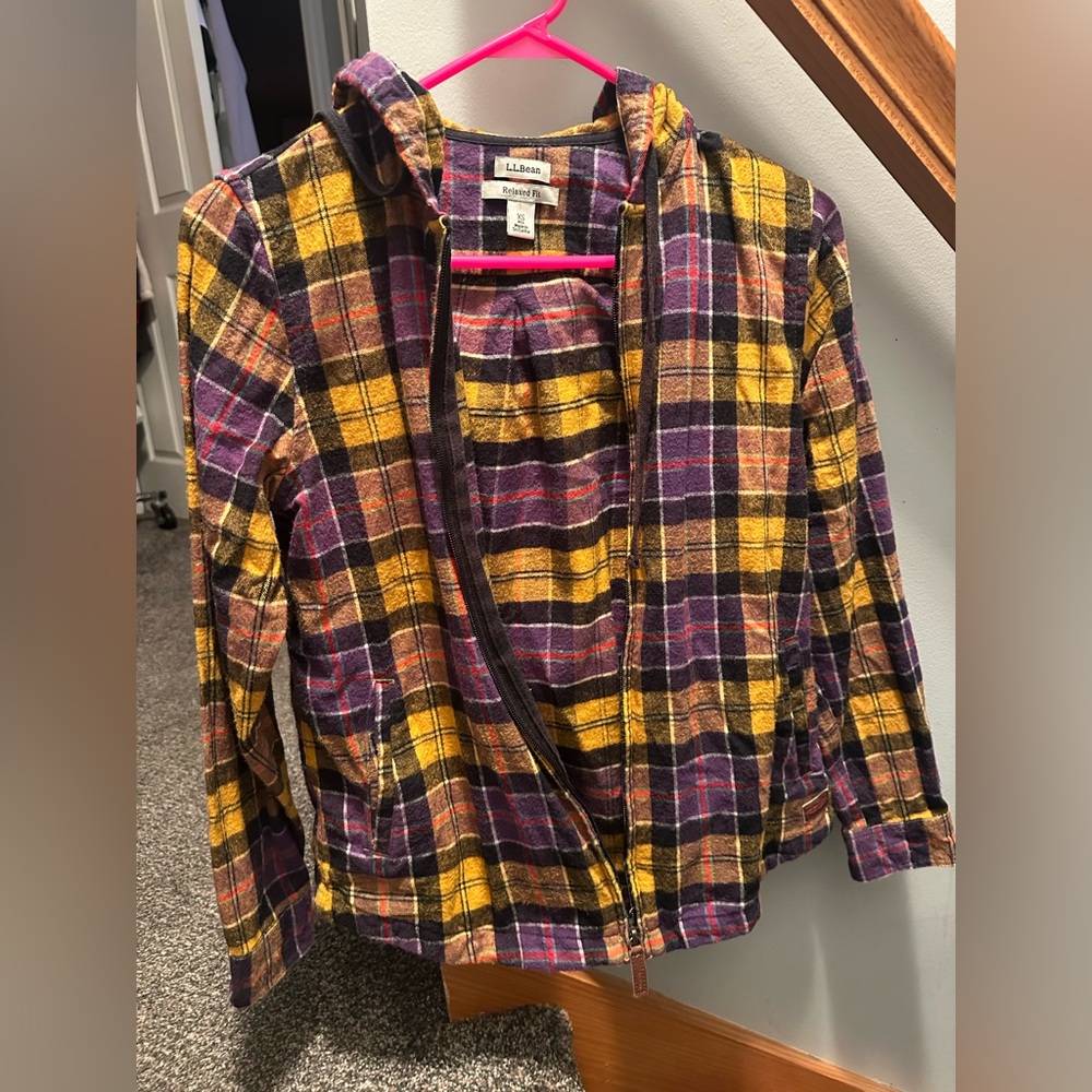 Ll Bean Yellow and Purple Plaid Jacket